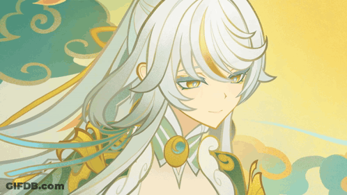 A Drawing Of A Woman With Long White Hair And A Necklace GIF