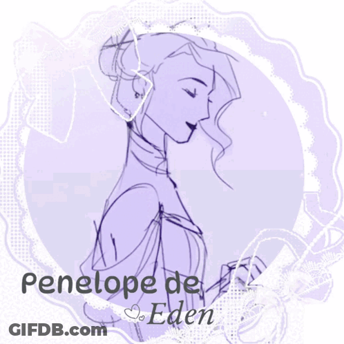 A Drawing Of A Woman With The Name Penelope De Eden On The Bottom GIF