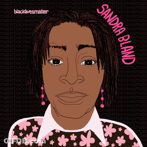 A Drawing Of A Woman With The Name Sandra Black GIF