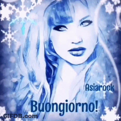 A Drawing Of A Woman With The Words Buongiorno In The Corner GIF