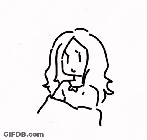 A Drawing Of A Woman With The Words " Night Time " Written Above Her GIF
