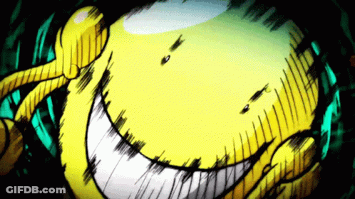 A Drawing Of A Yellow Cartoon Character With A Big Smile GIF