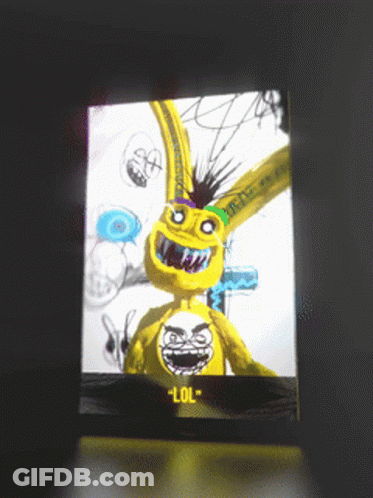 A Drawing Of A Yellow Rabbit With A Smiley Face And The Words Lol On The Bottom GIF