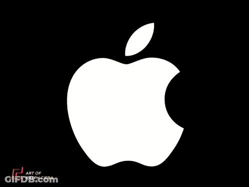 A Drawing Of An Apple With A Bite Taken Out Of It By Ralph Cifra GIF