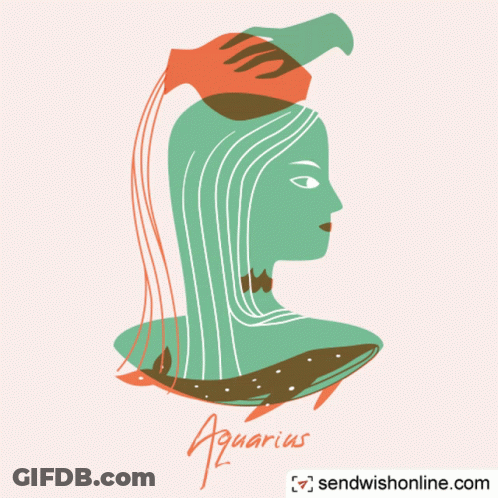 A Drawing Of An Aquarius Sign With A Whale In The Background GIF