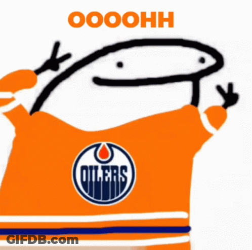 A Drawing Of An Edmonton Oilers Hockey Player Giving The Thumbs Up GIF