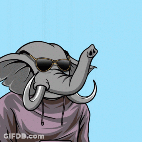 A Drawing Of An Elephant Wearing Sunglasses And A Pink Hoodie GIF