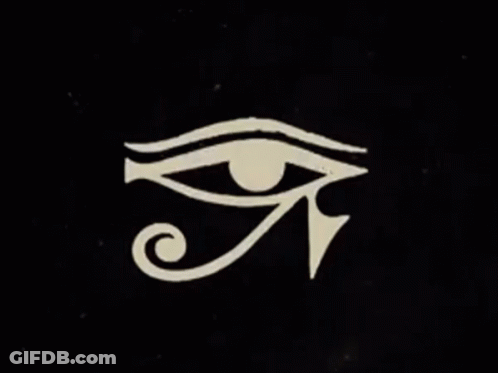 A Drawing Of An Eye With A Swirl Around It On A Black Background GIF