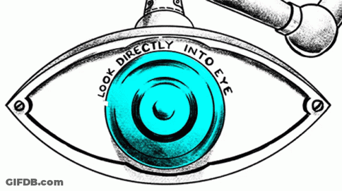 A Drawing Of An Eye With The Words Look Directly Into Eye Around It GIF