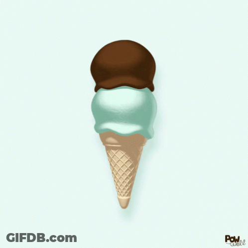 A Drawing Of An Ice Cream Cone With Two Scoops Of Ice Cream GIF