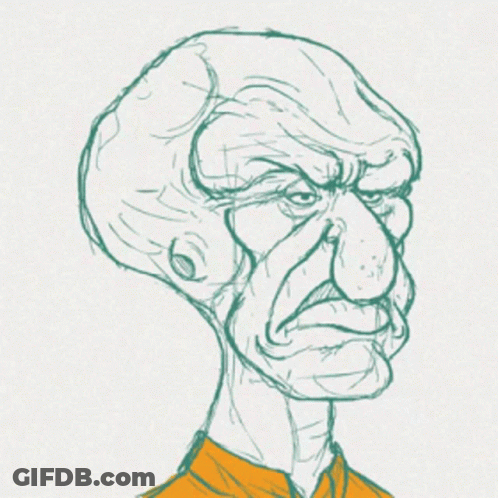 A Drawing Of An Old Man With A Very Large Nose GIF