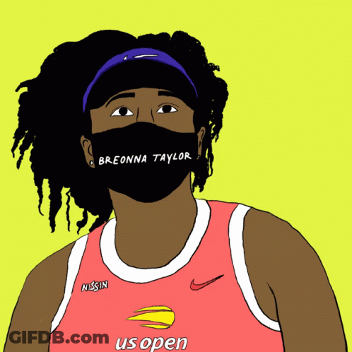 A Drawing Of Breonna Taylor Wearing A Us Open Shirt GIF