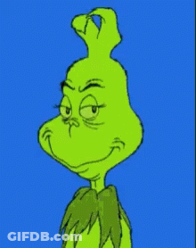 A Drawing Of Grinch 'S Face With A Blue Background GIF