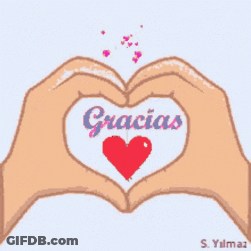 A Drawing Of Hands Making A Heart Shape With The Word Gracias On It GIF