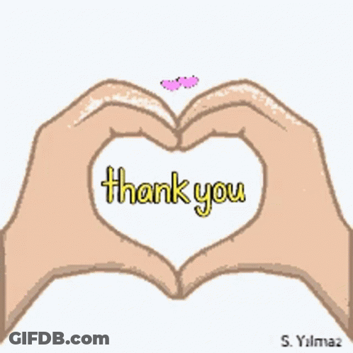 A Drawing Of Hands Making A Heart With The Words Thank You GIF