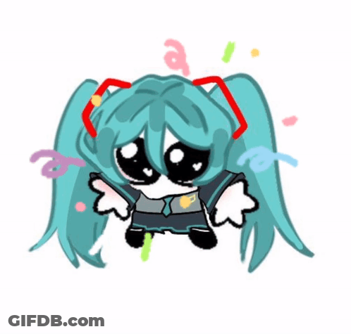A Drawing Of Hatsune Miku With Blue Hair GIF
