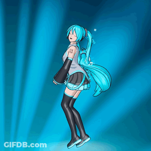 A Drawing Of Hatsune Miku With Blue Hair GIF