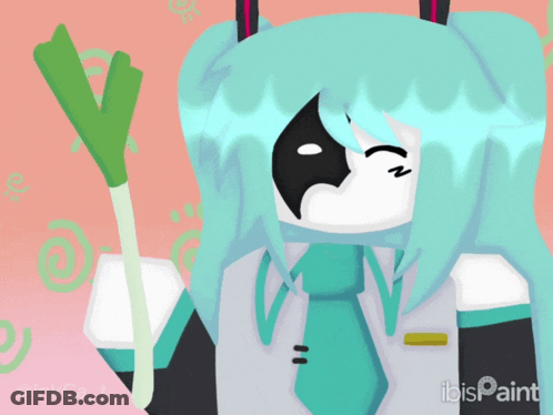 A Drawing Of Hatsune Miku With Ibis Paint Written On The Bottom Right GIF
