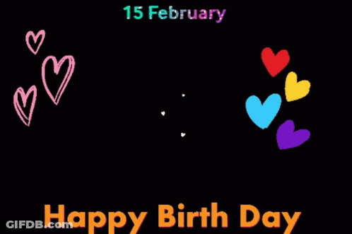 A Drawing Of Hearts With The Date 15 February GIF