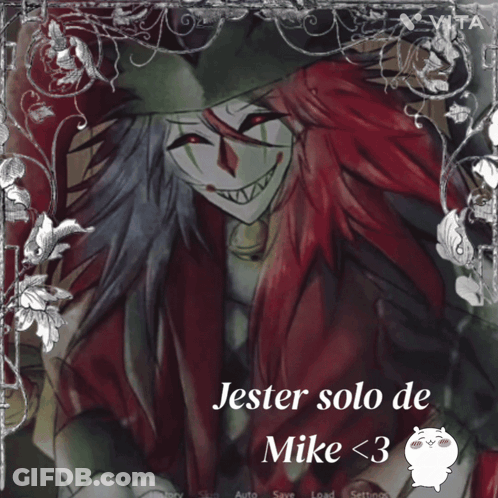 A Drawing Of Jester Solo De Mike < 3 With Flowers In The Background GIF