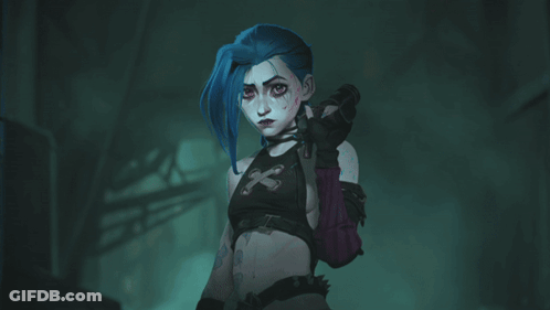 A Drawing Of Jinx From League Of Legends Giving The Thumbs Up GIF