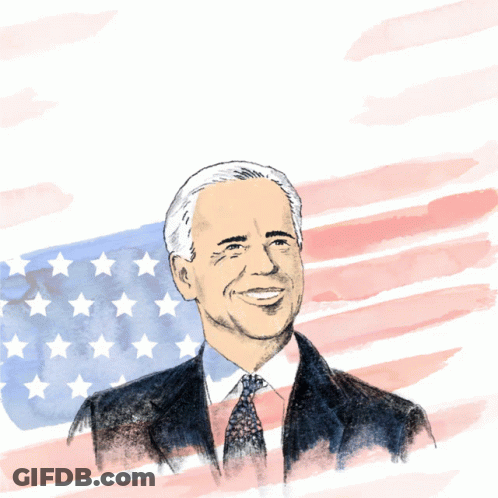 A Drawing Of Joe Biden With The Words " The Build Back Better Act Is A Historic Win For The American People " GIF