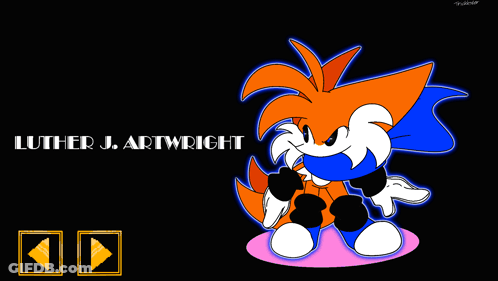 A Drawing Of Luther J. Artwright With A Sonic Character GIF