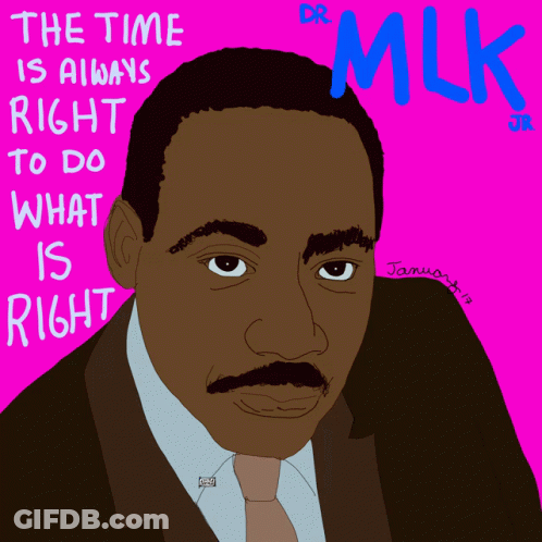A Drawing Of Martin Luther King Jr. With A Pink Background GIF