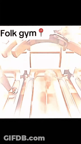 A Drawing Of People On Treadmills With The Words Folk Gym On The Bottom GIF