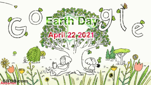A Drawing Of People Under A Tree For Earth Day April 22 2021 GIF