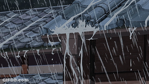 A Drawing Of Rain Falling On A Roof With The Letters I And J Visible GIF