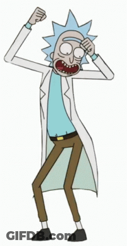 A Drawing Of Rick From Rick And Morty With His Mouth Open And His Hands On His Head GIF