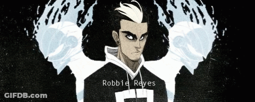 A Drawing Of Robbie Reyes Is On A Black Background GIF
