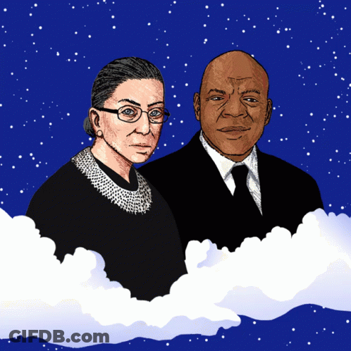 A Drawing Of Ruth Bader Ginsburg And John Lewis GIF