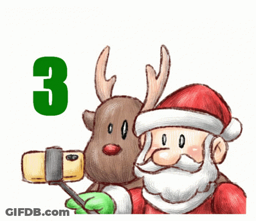 A Drawing Of Santa And A Reindeer With The Words Merry Christmas GIF