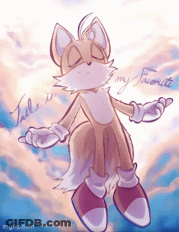 A Drawing Of Tails From Sonic The Hedgehog With The Words " Tails Is My Favorite " GIF