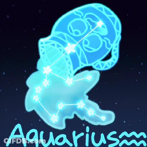 A Drawing Of The Constellation Aquarius With The Word Aquarius Below GIF