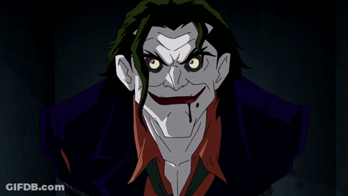 A Drawing Of The Joker With His Mouth Open GIF