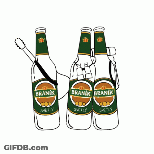 A Drawing Of Three Bottles Of Branik Svetly Beer GIF