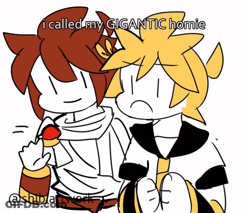 A Drawing Of Three Cartoon Characters With The Caption I Called My Gigantic Homie GIF