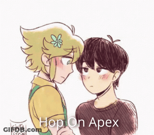 A Drawing Of Two Anime Characters Looking At Each Other With The Caption Hop On Apex . GIF