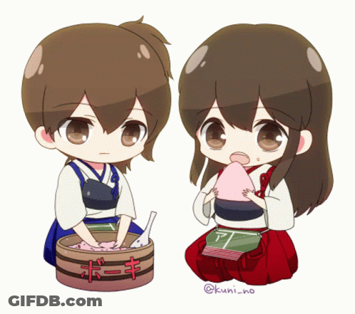 A Drawing Of Two Anime Characters With The Name Kuni-No On The Bottom Left GIF