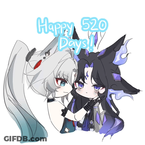 A Drawing Of Two Anime Characters With The Words Happy 520 Days GIF