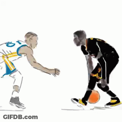 A Drawing Of Two Basketball Players Playing A Game Of Basketball . GIF