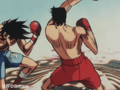 A Drawing Of Two Boxers With One Wearing The Number 2 On His Shorts GIF