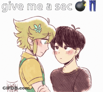 A Drawing Of Two Boys With The Words Give Me A Sec On GIF