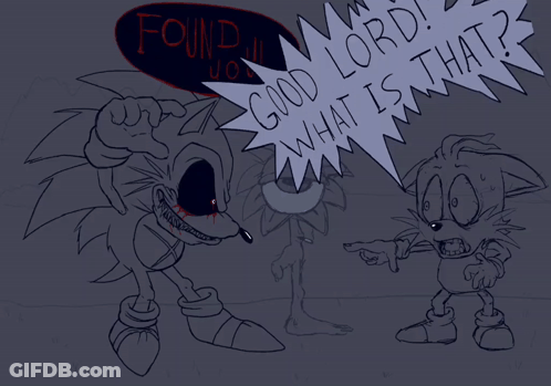 A Drawing Of Two Cartoon Characters Talking To Each Other With A Speech Bubble That Says " Good Lord What Is That " GIF