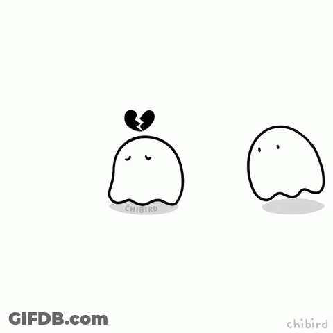 A Drawing Of Two Ghosts With The Words " Have A Hug Just In Case You Need One " Below Them GIF