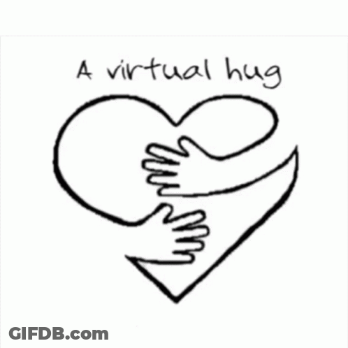 A Drawing Of Two Hands Hugging A Heart With The Words A Virtual Hug Written Below It GIF