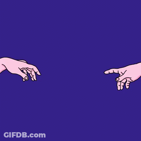 A Drawing Of Two Hands Reaching Out To Each Other GIF